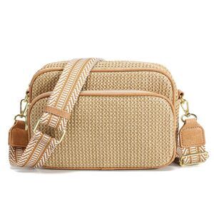 4724 Faux Straw Crossbody Bags Small Summer Purse RFID Woven Raffia Bag